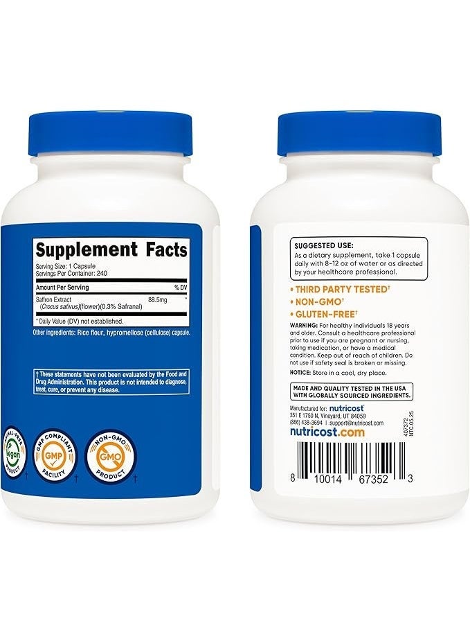 Nutricost, Saffron, 88.5 mg , 240 Capsules - Image 4